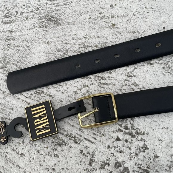 Farah Women Belt Genuine Leather Reversible Waistband Gold Tone Buckle Size 40 - Picture 8 of 12